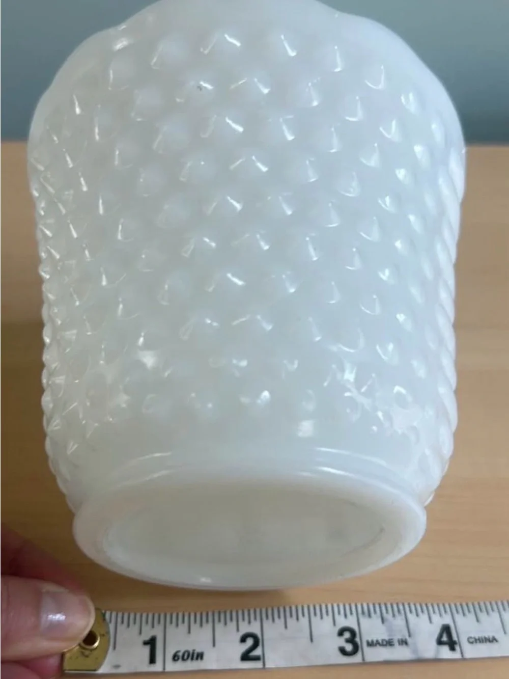Scalloped Hobnail Milk Glass Vase